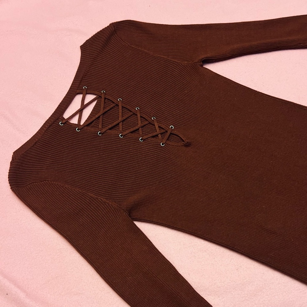 Express Sweater | NWT | Lace Up Back | Medium | Maroon